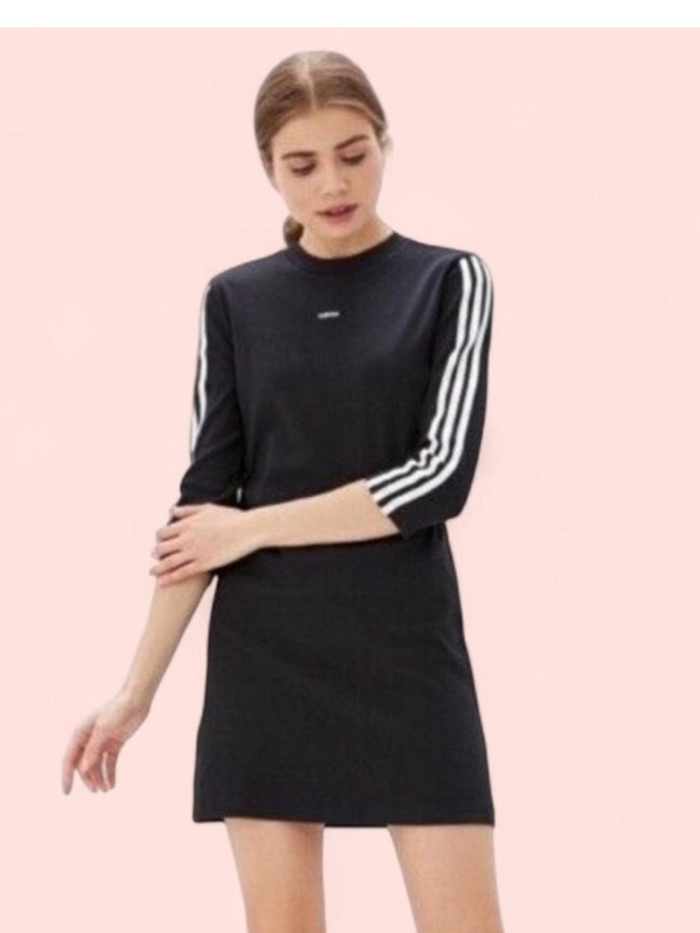 Adidas Black Mini Dress with Three Quarter Sleeves | M